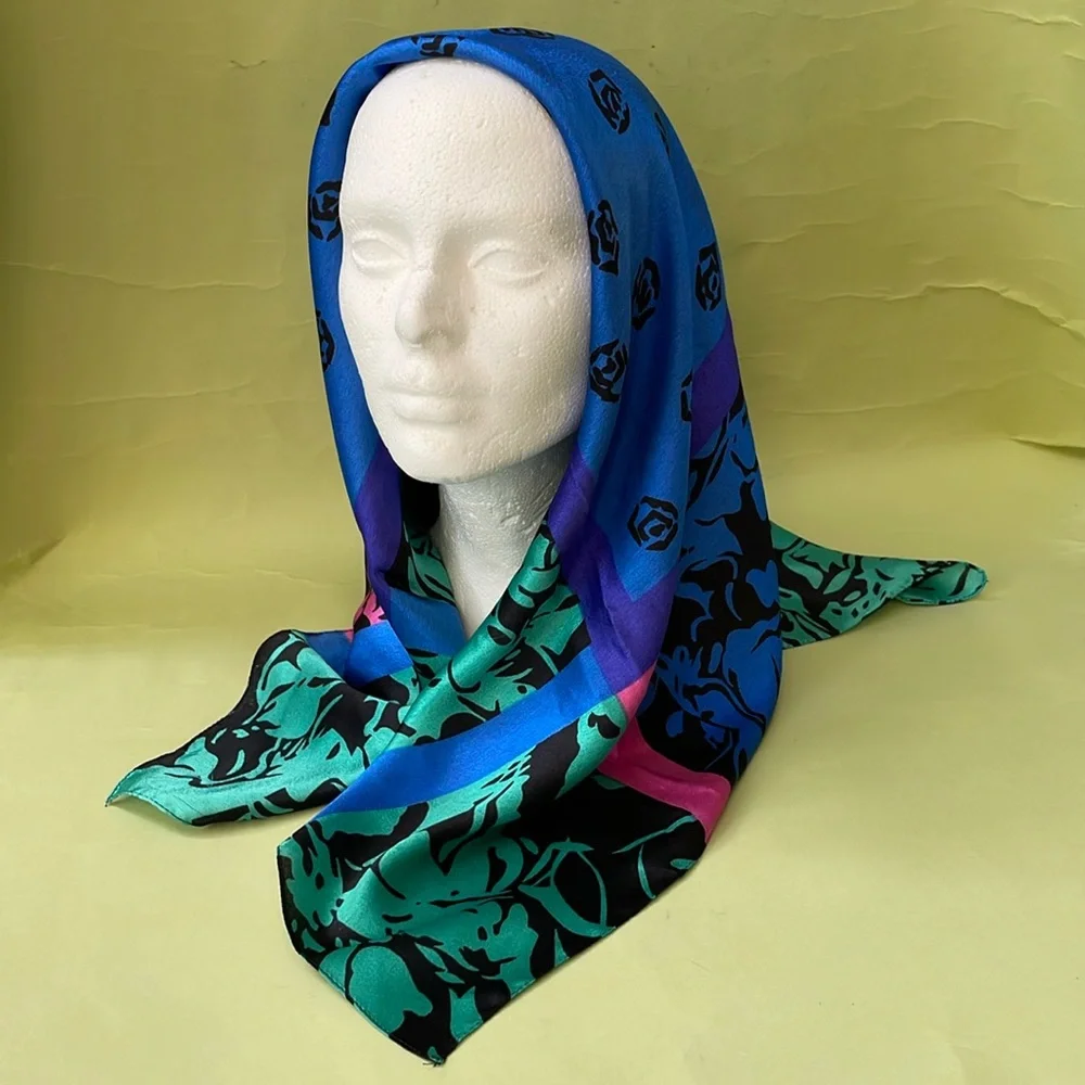 Vintage multicolored silk scarf